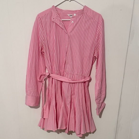 NWOT Steve Madden Lorelei Stripe Tie Waist Long Sleeve Minidress - Picture 6 of 6